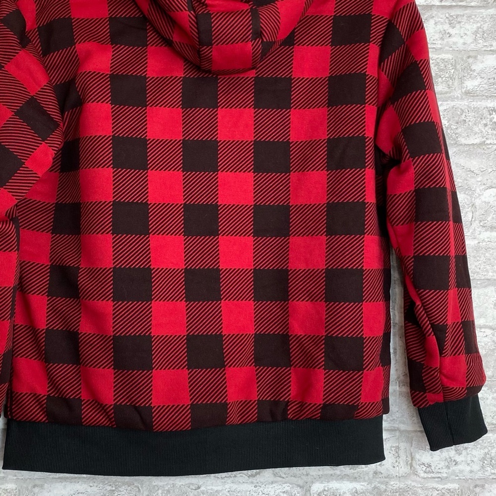 NEW  Seven Apparel   Red and Black Check Jacket w/Hood  Sherpa Lined   L (14/16) - Picture 10 of 10